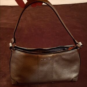 Metallic Silver Leather Clutch - Women's Bag